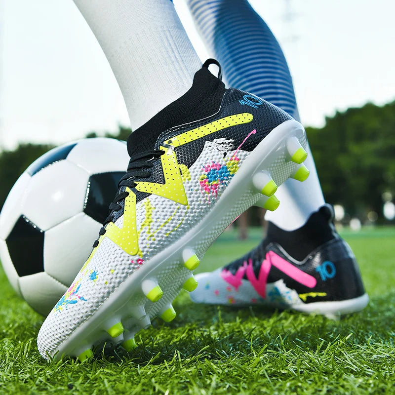 Botas de futebol profissional malha respirável juventude chuteiras antiderrapante tênis rápidos moda grama artificial sapatos de futebol