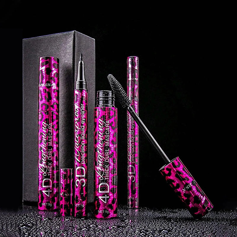 YANQINA-Lápis Delineador Líquido, 4D Waterproof Mascara Set, Eye Liner, Curling Grosso, Lápis de sobrancelha, Maquiagem Olhos, Cosméticos